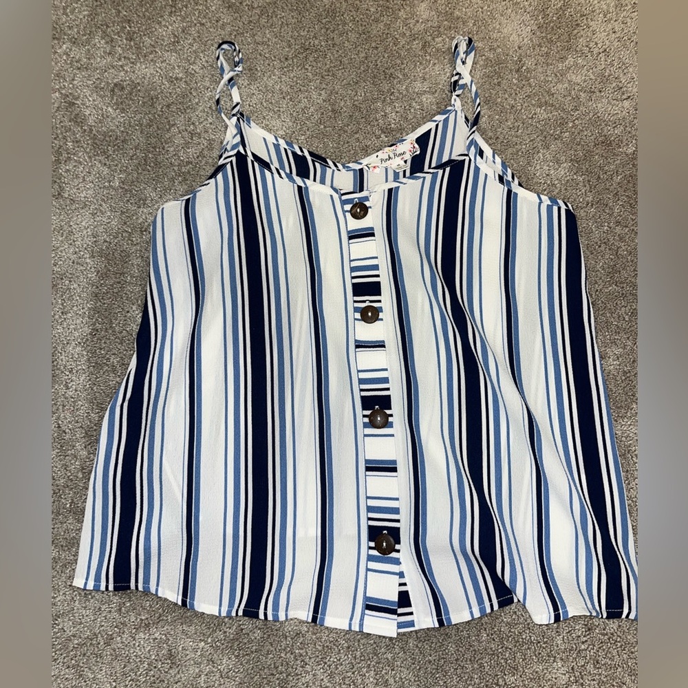 Pink Rose Stripped Tank Top